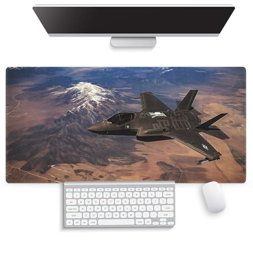 F-35 Fighter Jet Military Aircraft Large Mouse Pad, US Air Force Desk Mat - color: F-35
