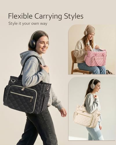 Large Bible Bag with Bible Cover Case for Women, Quilted Bible Tote Bag - color: Beige