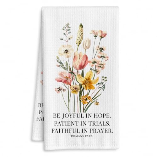Floral Christian Kitchen Hand Towels 16x24 Inch - color: Floral Christian