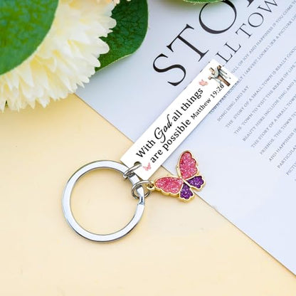 Inspirational Christian Gifts for Women Bible Verse Keychain
