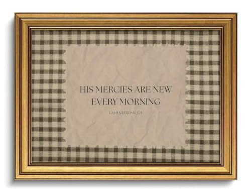 Christian Wall Art Bible Verse Wall Decor Lamentations 3:23 Canvas Art - color: Gold Framed-11, size: 12x16in