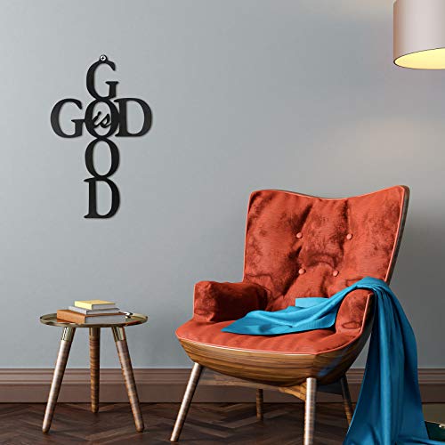 God is Good Black Cross Metal Wall Art Hanging Sign Nice Religious Decor Present for Home Wall Decoration in Family Office (Metal, 8.67 x 13.77 Inch) - size: 8.67 x 13.77 Inch