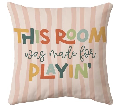 Voatok Boho Kids Playroom Pillow Covers 18x18, This Room Was Made for Play Decorative Throw Pillow Covers Pillowcases Decorations for Kids Nursery Toddler Room Bedroom Playroom Sofa Bed Couch Decor - color: Playin-1