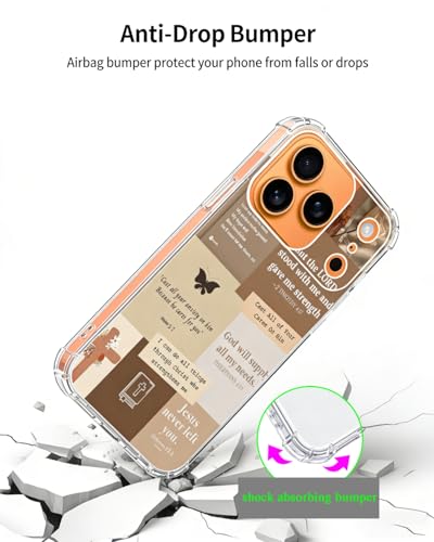 Brown Christian Quotes Phone Case Compatible with iPhone 17 Pro Max, God Cross Phone Cover for iPhone 17 Pro Max, Trendy TPU Bumper Phone Cover Case - color: Brown Christian
