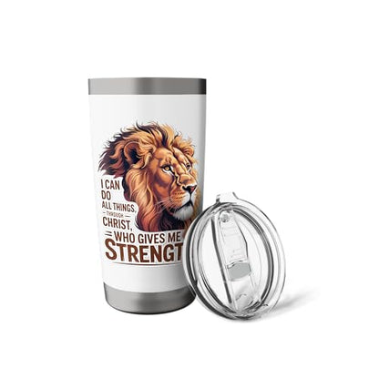 I Can Do All Things Through Christ Who Gives Me Strength Stainless Steel Insulated Tumbler - color: White