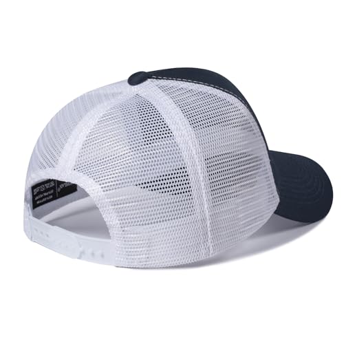 Baseball Cap, American Flag Trucker Hat for Men Women, Breathable Adjustable Fit Outdoor Mesh Snapback Hats - color: Navy/White Flag