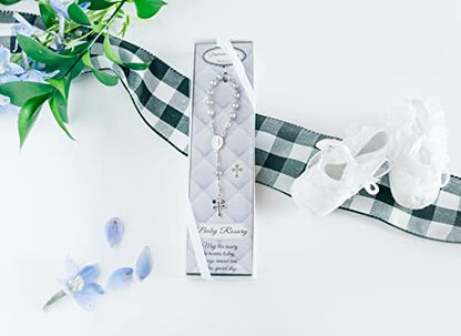 Precious Pieces Baby First Rosary .925 Silver or 14K Gold-Plated - color: Grey-SILVER
