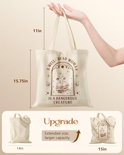 Miss Adola Canvas Tote Bag with Zipper for Women - color: Book Moon