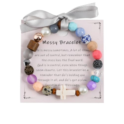 Messy Bracelet Beaded Boho Bohemian Bracelet God is in Control Inspirational Jewelry Gift For Women