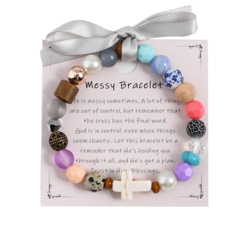 Messy Bracelet Beaded Boho Bohemian Bracelet God is in Control Inspirational Jewelry Gift For Women