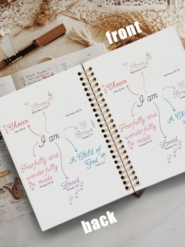 Motivational Bible Journal,Christian Religious Gift,Kids Prayer Notebook,Church Notes Journal for Sermons,Christian Affirmations I am Chosen Strong Brave Hardcover Spiral Notebook 5.5x8.3 - color: i am never alone