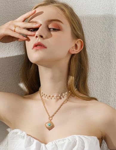 SOFYBJA Saint Benedict Necklace Drop 18K Gold Toggle Medallion Coin Cross Pendant Necklaces Religious Jewelry Catholic Gift for Women - color: devil's eye