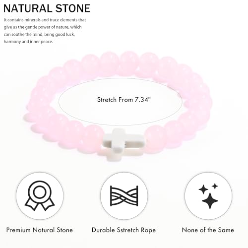 VIBILIA Cross Beaded Bracelets for Women, Birthday Gifts - color: I 3. Cross - Rose