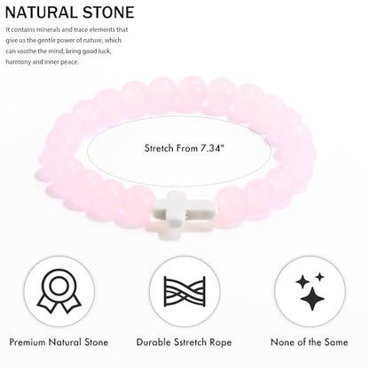 VIBILIA Cross Beaded Bracelets for Women, Birthday Gifts - color: I 3. Cross - Rose