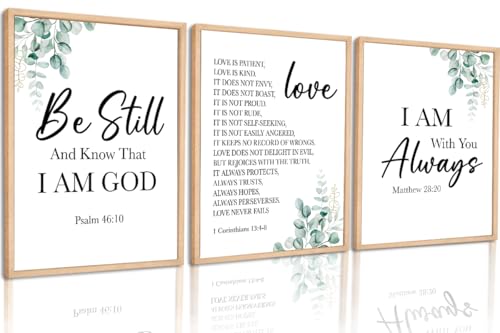 Ybqhd Unframed Christian Bible Verse Wall Art Scripture Prints Set of 3