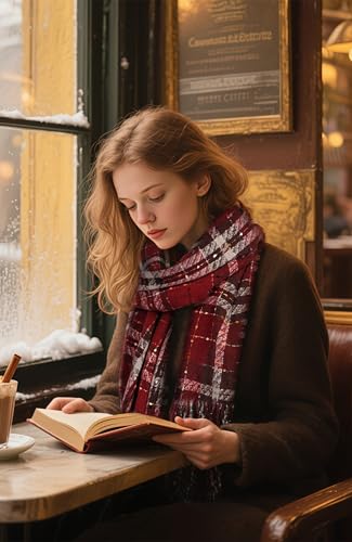 Scarf for Women - Winter Womens Long Plaid Scarf, Warm Pashmina Shawls and Wraps Cashmere Feel Blanket Scarves - color: Red