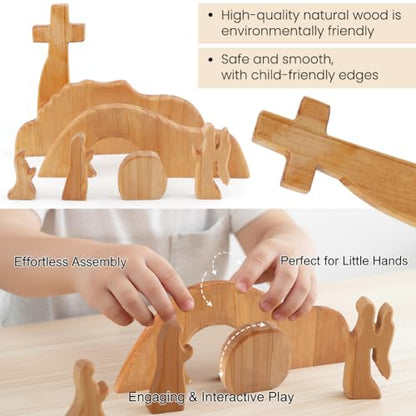 Empty Tomb Easter Scene and Christian Cross Decoration, Wooden Easter Resurrection Scene Cross Jesus Tomb Tray Set, Easter Decor for Religious Home Office Tabletop Christian Gifts