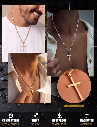 LOYALLOOK Cross Necklace for Men Women Silver Gold Black Mens Necklaces - style: 4:13
