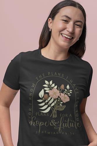 Christian Shirts for Women, Bible Verse Scripture, Jesus Faith Graphic Tee - color: Jeremiah 29:11 - Black, size: X-Large