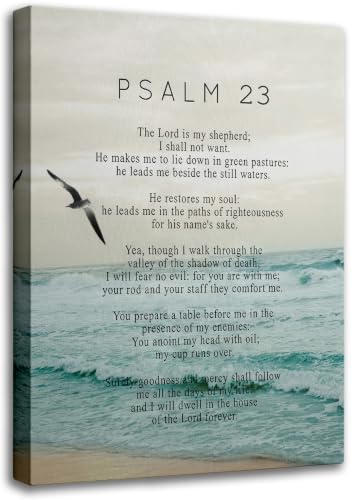 Pappus Bible Psalm 23 Canvas Wall Art Christianity Verse Picture Wall Decor - color: Psalm 23, size: 36"L x 24"W