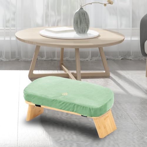 Large Bamboo Meditation Bench, Foldable Prayer Stool(Green) - color: Green