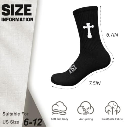 3 Pairs Unisex Cross Socks,Gifts for Christian: Easter Christmas - color: Proverbs 3:5 - Black
