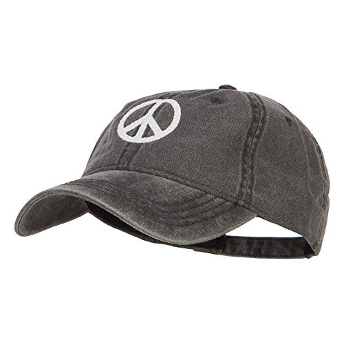 e4Hats.com Peace Symbol Embroidered Washed Cap - color: Black