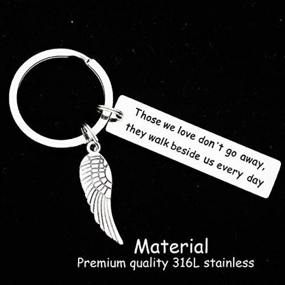 Kivosliviz Memorial Gifts Keychain for Loss of Loved One Those We Love Don't Go Away They Walk Beside Us Everyday Remembrance Gifts for Father Mother Grandpa Grandma - color: Those We Love