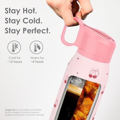 Cherry Water Bottle with Twist Lid Stainless Steel 20oz, Travel Insulated for Sports & Gym, Gift for Women Girl Birthday Christmas - color: Cherry 2