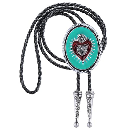 GelConnie Bolo Tie for Women Heart Cowboy Necktie Flower Gothic Mens Bolo Ties Bolero Necklace Red Western Ties for Men - color: Blue Heart Bolo Tie