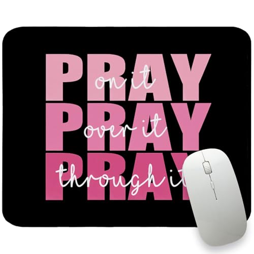 UTELKA Pink Mouse pad, Black Pink Christian Mousepad 10.2x8.2 - color: Black Pink Pray on it, size: 10.2L x 8.2W inches