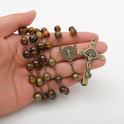KOMI 8mm Natural Stone Beads Rosary Necklace Rosarios Catolicos Para Mujer Catholic Rosary Beads for Women Christian Gifts - style: Rosary-4