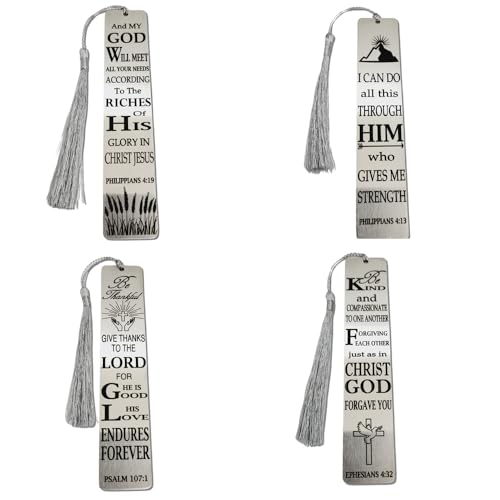 Christian Psalm Bookmarks, Bible Verse Gifts, Metal Bookmarks (All 4 Christian Bookmark Gifts) - color: All 4 Christian Bookmark Gifts