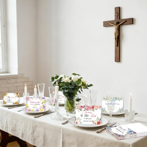 IANFEPH 50 Pack Religious Christian Thank You Cards with Envelopes Stickers 4x6 Inch Floral Baptism Blank Inside Notes 10 Designs Bible Verse Greeting Cards for Wedding Communion Baby Shower