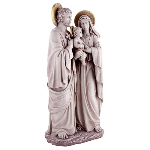 Avalon Gallery Garden Statue - Mary Joseph & Jesus Stone-Resin Devotional Sculpture, 25.5”H, Holy Family