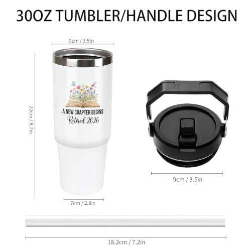 30 oz Friends Travel Mug with Handle and Straw, Happy Retirement 2026 Stainless Steel Vacuum Insulated Tumbler, Water Bottle, Funny Gifts for Coworkers - color: Retirement travel mug