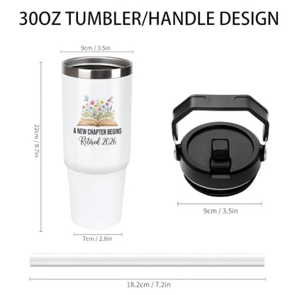 30 oz Friends Travel Mug with Handle and Straw, Happy Retirement 2026 Stainless Steel Vacuum Insulated Tumbler, Water Bottle, Funny Gifts for Coworkers - color: Retirement travel mug