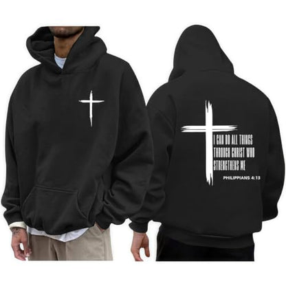 Christian Hoodies for Men God Jesus Cross Faith Religious Christ Hoodie - color: Black, size: Large