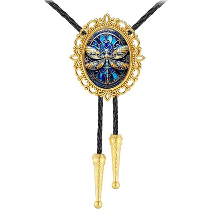 GelConnie Gothic Bolo Tie for Men Women 3D Art Western Cowboy Necktie - color: Dragonfly Bolo Tie-no Luminous