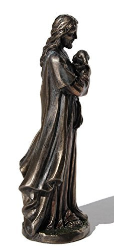 US 6.25 Inch Jesus Holding A Lamb Cold Cast Bronze Figurine Statue