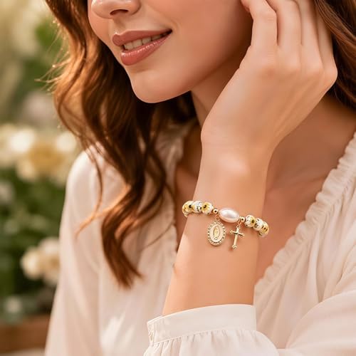 Holy Water Bracelet for Women,Religious Christian FaithJewelry - color: (Yellow1)
