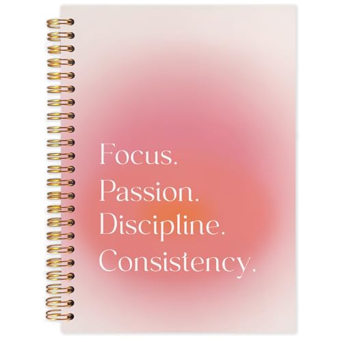 Pink Aura Inspirational Spiral Journal Notebook 5.5x8.3in, Motivational Journal for Women, Focus Passion Discipline Consistency Notebooks for Note Taking, Pink Aesthetic Hardcover Notebook - color: Pink Aura