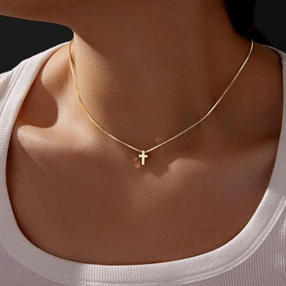 Fesciory Cross Necklace for Women, 14K Gold Plated Rhinestones Jewelry Gift - color: Gold Plated 7