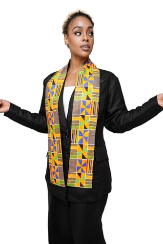 Dupsie's Kente African Print Stole – Made in Africa Black History Month Sash for Church, Choir, School & Cultural Events - color: Blue