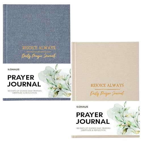 ilohaus Undated Bible Journal Bundle for Women and Men, 2-Pack Daily Devotional Notebooks with Prayer, Scripture, Gratitude Prompts, 8.5 x 5.5 Inches – Thoughtful Christian Catholic Gift