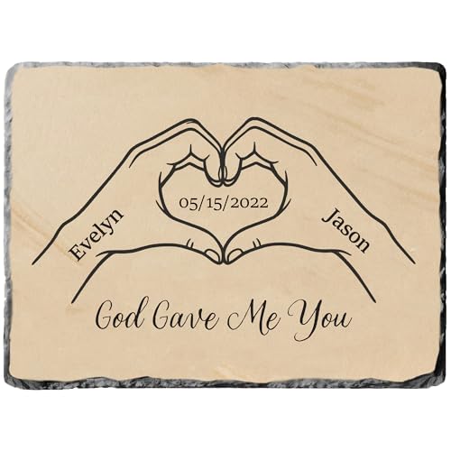 God Gave Me You Anniversary Wedding Gift for Couple - Personalized Slate Stone Plaque with Names & Date - Rustic Christian Wedding or Anniversary Keepsake for Husband Wife Keepsake (S-231) - color: S-231