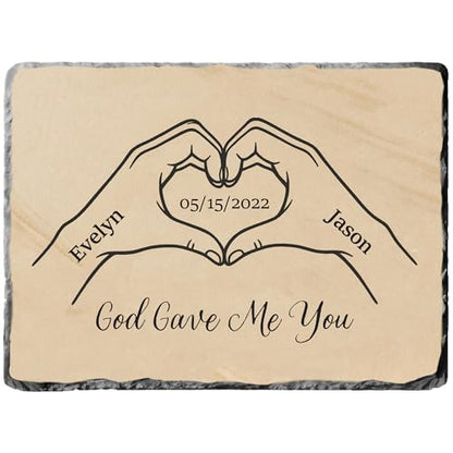 God Gave Me You Anniversary Wedding Gift for Couple - Personalized Slate Stone Plaque with Names & Date - Rustic Christian Wedding or Anniversary Keepsake for Husband Wife Keepsake (S-231) - color: S-231
