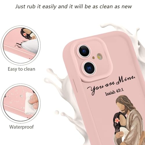for iPhone 16 6.1'' Cute Bible Verse Hug Phone Case - color: Pink-You Are Mine, size: iPhone 16