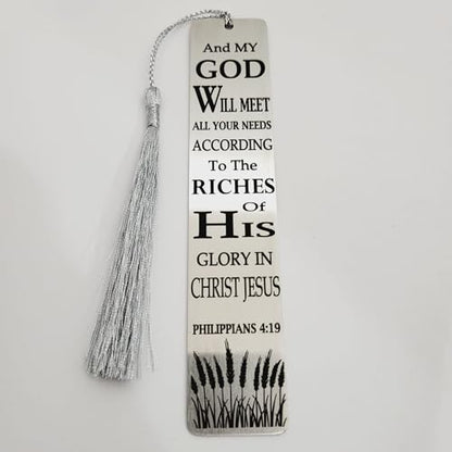Christian Psalm Bookmarks, Bible Verse Gifts, Metal Bookmarks (Philippians 4:19 Bookmark Gifts) - color: Philippians 4:19 Bookmark Gifts