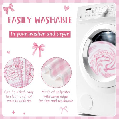 R HORSE 5 Pack Pink Bow Bible Verse Kitchen Dish Towels - color: Christian Pink Bow
